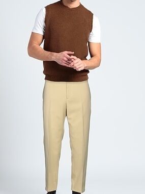 Jil sander 38 Khaki Cotton Flat Front Casual Pants Tailored Beige ssense chino